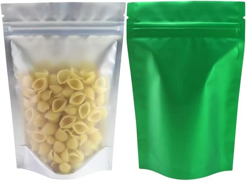 Miniatura 25 de 100 bolsas de sellado con cremallera resellables de papel metálico de color transparente esmerilado para ventana (negro, soporte 2 onzas)