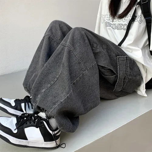 Miniatura 7 de Y2K - Pantalones de mezclilla holgados Emo Cyber Cargo Grunge Vintage Demin Ropa estética Hiphop Jogger Pantalones deportivos góticos Streetwear