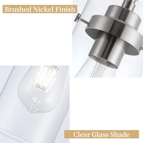 Miniatura 2 de Lámpara colgante, luces de cocina colgantes de techo, accesorios de iluminación de cocina con acabado de níquel cepillado, iluminación colgante