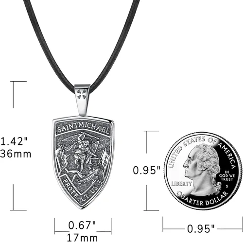 Miniatura 3 de Eusense Collar con colgante de San MiguelSan CristóbalSan BenitoSan JudaVirgen María MilagrosaCrucifijo de JesúsSan JoséSan Antonio para hombres