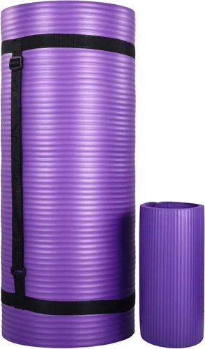 Miniatura 17 de BalanceFrom Esterilla de yoga multiusos de 1 pulgada extra gruesa de alta densidad antidesgarro con correa de transporte, bloques de yoga opcionales