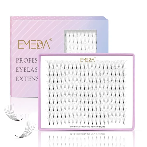 EMEDA Extensiones de pestañas prefabricadas con 180 abanicos, base puntiaguda, base fina, 8D, estable, rizo C, extensiones de pestañas postizas en