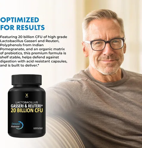 Miniatura 4 de HUMANX Lactobacillus Gasseri & Reuteri+ 20 mil millones de UFC más prebióticos orgánicos y punicaliganos - Suplementos probióticos - Fabricado
