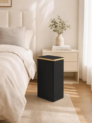 Miniatura 8 de iEGrow Cesto para la ropa sucia con tapa, cesta grande para la ropa sucia de 110 litros con asa y tapa, organizador de ropa plegable con bolsa Negro