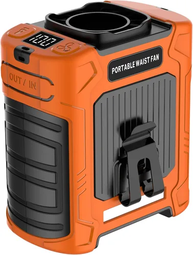 Miniatura 16 de Ventilador de cintura portátil – Batería de 6000 mAh, 3 velocidades, flujo de aire fuerte, hasta 16 horas de tiempo de trabajo, ventilador portátil