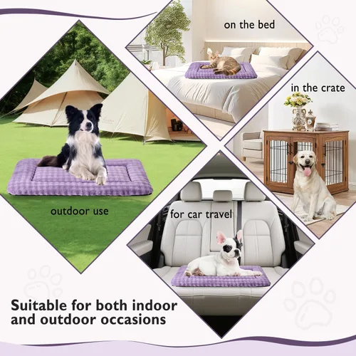 Miniatura 5 de Tapete de cama para mascotas, para gatos y perros pequeños, lavable y suave para mascotas, tapete para dormir con patrón de burbujas 3D, morado