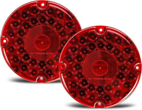 Partsam 2 luces traseras redondas de tránsito de 7 pulgadas, color rojo, 36 LED, luz LED roja de 7 pulgadas, luz trasera de camión STT, luces de