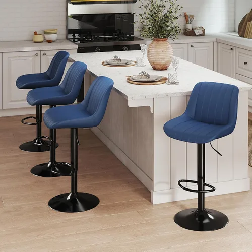 Miniatura 20 de Youhauchair - Juego de 1 taburete de bar, taburetes giratorios de altura de mostrador con respaldo, sillas de bar ajustables de piel sintética