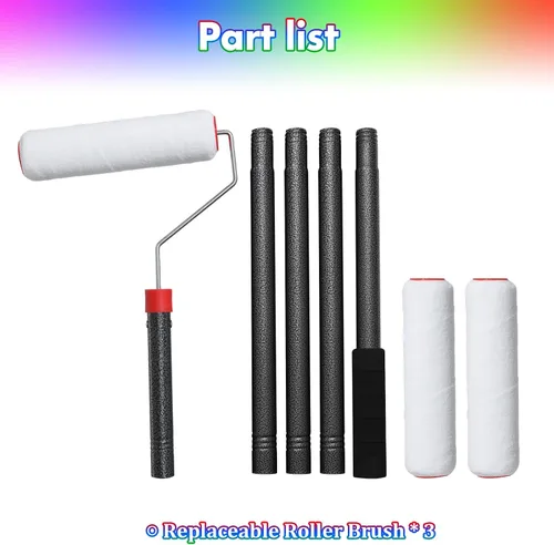 Miniatura 6 de BsBsBest Kit de rodillos de extensión de 4 pies con cepillo, varillas de acero inoxidable, varilla de empalme, cepillo mural para paredes y techo