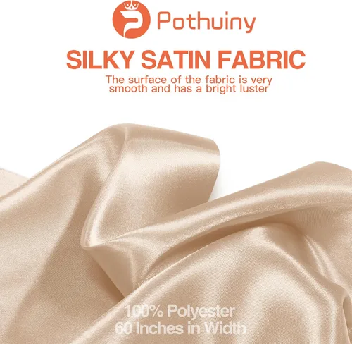 Miniatura 4 de P Pothuiny The Yard, tela de satén beige de 55 pulgadas de ancho, tela de satén Charmeuse sedosa para decoración de vestidos de novia de boda