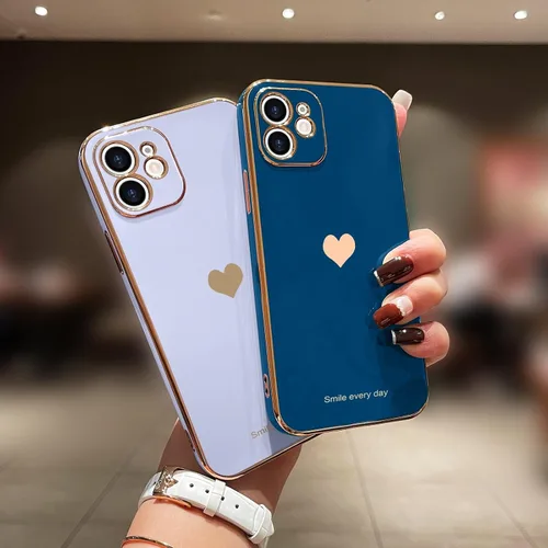 Miniatura 2 de Teageo Funda compatible con iPhone 11 para mujeres y niñas, lindo diseño de corazón de amor, lujoso brillante plateado, cubierta trasera suave, Azul