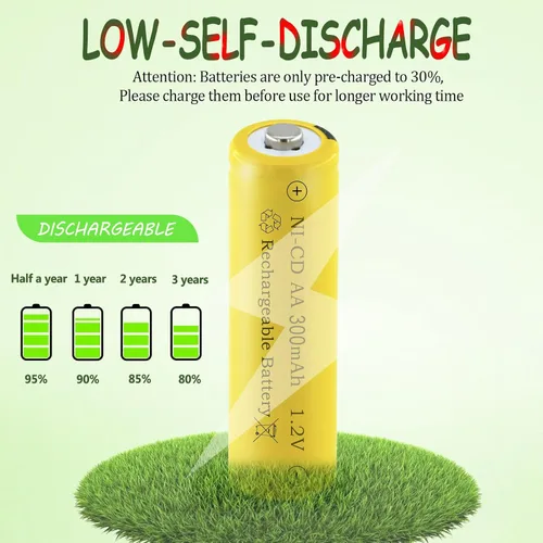 Miniatura 4 de Baterías recargables de 1.2 voltios AA 300mAh NI-CD para luces decorativas solares al aire libre, luces de velas, 8 paquetes