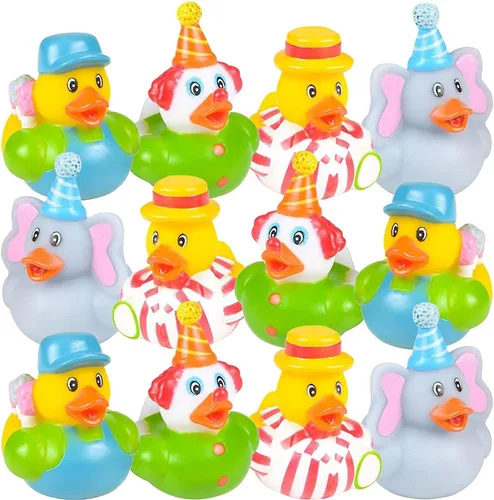 ArtCreativity Patos de goma de carnaval para niños, paquete de 12 lindos juguetes de piscina de pato, divertidos suministros de carnaval, recuerdos