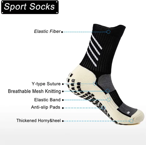 Miniatura 2 de Calcetines deportivos antideslizantes para hombres y mujeres, calcetines de fútbol con agarres, calcetines antideslizantes para yoga, gimnasio