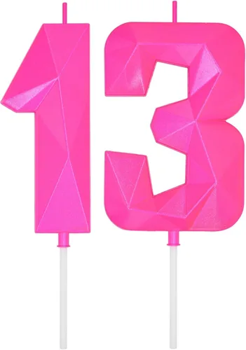 Miniatura 324 de DERVENTA Velas de cumpleaños con números grandes, 3D, color rosa, 3.7 pulgadas, decoración para tartas de fiesta, 1 pieza (número 3 rosa)