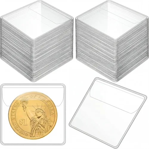 Miniatura 8 de Eaasty 150 fundas individuales de plástico transparente de 2.2 x 2.2 pulgadas para coleccionistas, fundas de plástico transparente