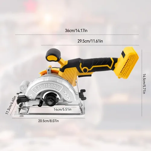 Miniatura 5 de JOJOCY Sierra circular inalámbrica sin escobillas de 5 pulgadas, 6200 RPM, 2 cuchillas de madera, 1 guante de hoja de azulejos, solo herramienta