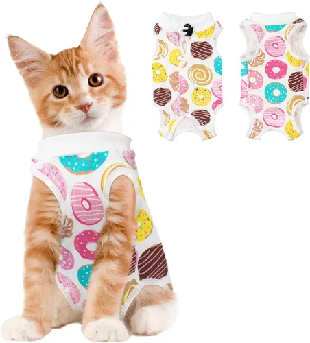 Miniatura 10 de Coppthinktu Traje de recuperación de gato para mujer, mameluco transpirable para después de la cirugía para heridas abdominales o enfermedades