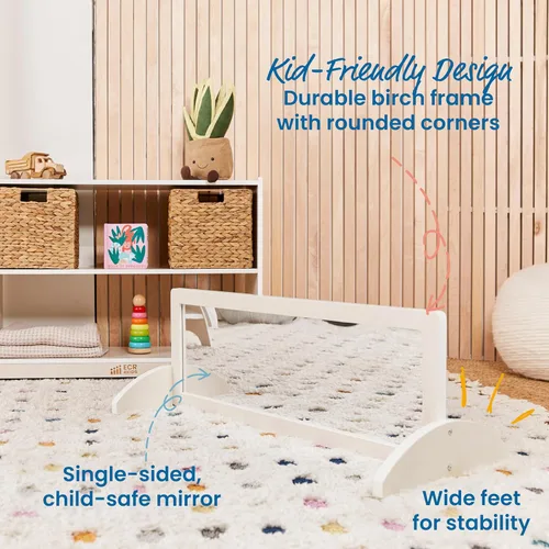 Miniatura 5 de ECR4Kids Espejo bidireccional de un solo lado para niños pequeños, muebles para niños, lavado en blanco Blanco Cal