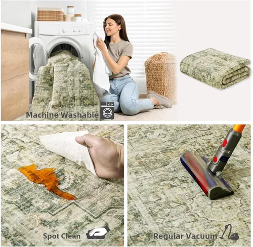 Miniatura 4 de Alfombra de pasillo lavable antideslizante: alfombra de cocina de 2 x 6 pies, resistente a las manchas, con parte trasera de goma, alfombra suave