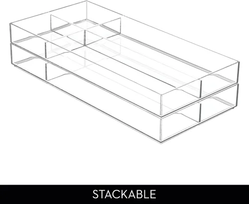 Miniatura 7 de Organizador Clarity de InterDesign para tocador, adecuado para cosméticos y productos de belleza, 8 x 12 x 2 pulgadas, transparente