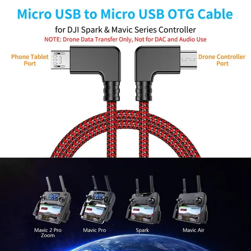 Miniatura 3 de Cable de datos OTG Micro USB a Micro USB de 90 grados para teléfono Android, tableta, OTG, cable de datos para DJI Spark, Mavic Pro, Platinum, Air