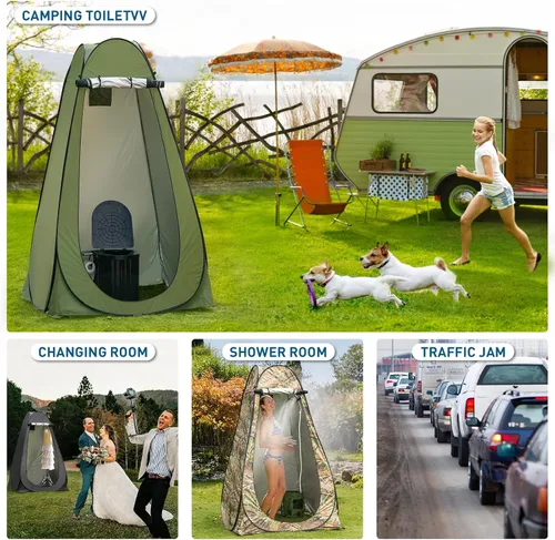 Miniatura 7 de Portable Camping Toilet with Pop-Up Privacy Tent, 12-inch Toilet Seat, Outdoor Portable Folding Toilet Potty for Adults Load Capacity of 400 Lbs