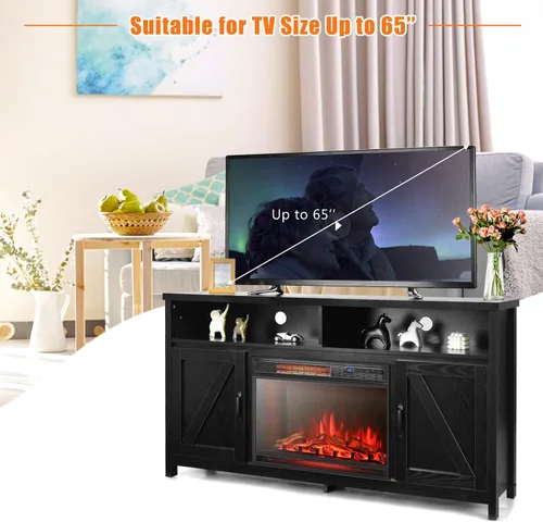 Miniatura 5 de Tangkula Soporte eléctrico para TV con chimenea, para televisores de hasta 65 pulgadas, con chimenea sintética empotrada de 25 pulgadas y 1350 W, 3