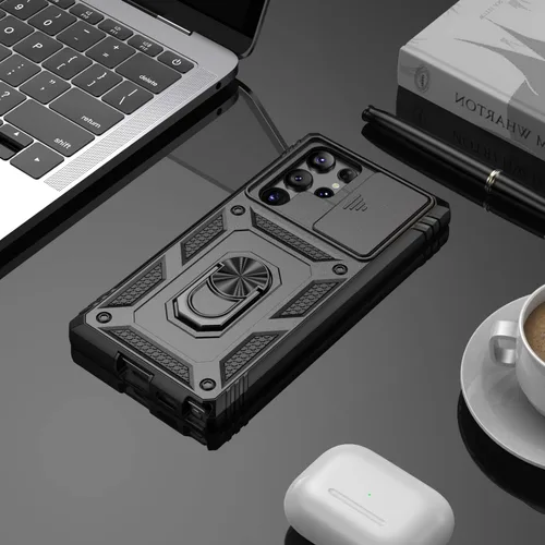 Miniatura 5 de PASNEW Funda para Samsung Galaxy S22 Ultra 5G, soporte de anillo de dedo y cubierta de cámara, carcasa de protección militar multicapa resistente a