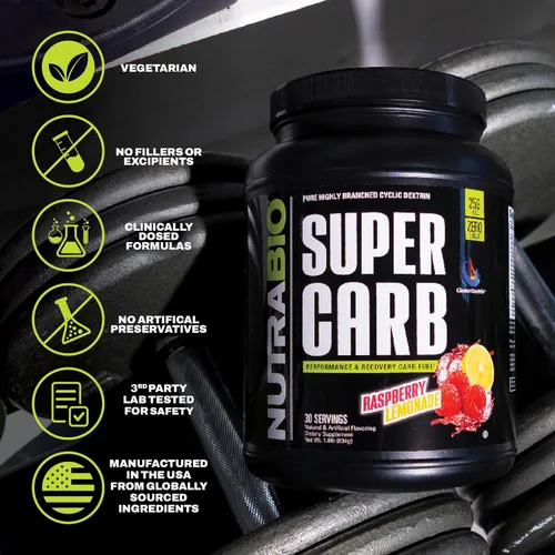 Miniatura 3 de NutraBio Super Carb, Polvo de Carbohidratos con Dextrina en Racimo y Electrolitos, Polvo de Suplemento de Carbohidratos Avanzado para Combustible