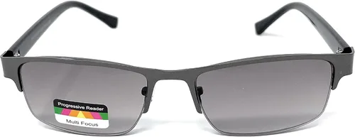 Miniatura 4 de Rectángulo de metal progresivo sin línea Gafas de lectura Tri-Focal Gafas de sol lectores plomizo