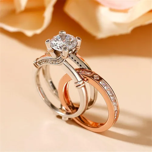 Miniatura 3 de Jeulia - Anillo de plata de ley con circonitas intercambiables para mujer, para boda, compromiso, aniversario