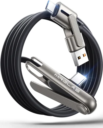 Miniatura 12 de MRGLAS Cable de carga USB C de 3.2A, [4 unidades, 10+6.6+3.3+1.6 pies] USB A a USB C en ángulo recto chapado en oro tipo C cargador de carga rápida