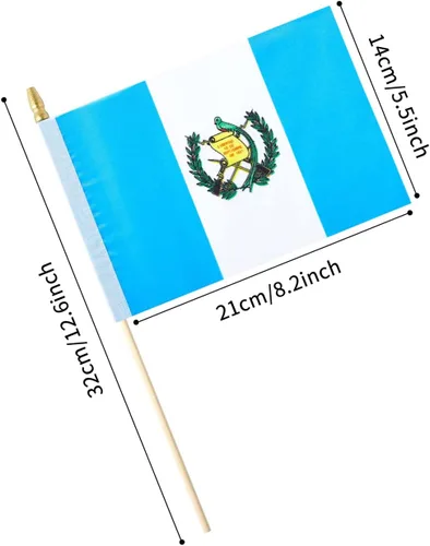 Miniatura 2 de Paquete de 25 mini banderas guatemaltecas de mano con bandera de Guatemala pequeña en palo de 5 x 8 pulgadas