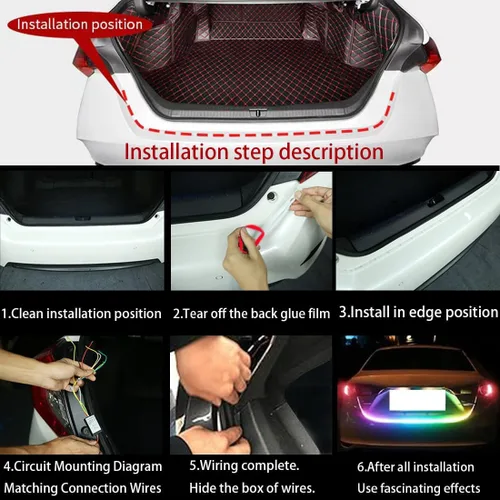 Miniatura 7 de Tira de luz LED para capó de automóvil, tira de luz diurna LED de 59 pulgadas, tira de luces LED flexibles para automóvil, luces de señal de giro