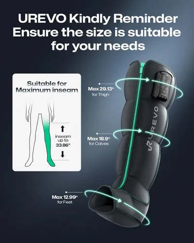 Miniatura 8 de UREVO Smart Leg Recovery PT Pro, tecnología patentada de masaje con tecnología de masaje recargable inalámbrica de compresión de aire