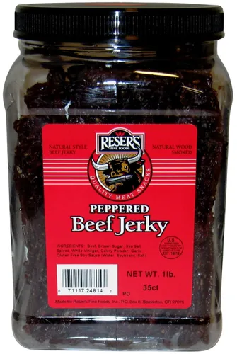Tarro de 1/2 galón Reser's Peppered Beef Jerky 1 libra de cecina