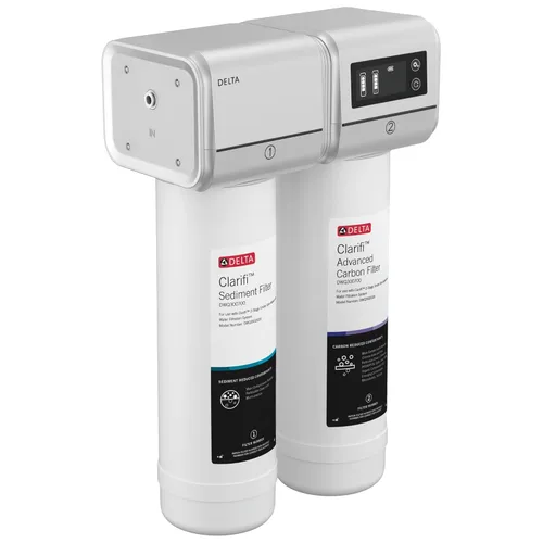 Sistema de filtro de agua Delta Clarifi Advanced de 2 etapas bajo el fregadero, filtro de agua para grifo de bebidas del fregadero de cocina,