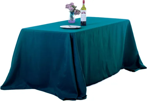 Miniatura 103 de Ascoza Paquete de 2 manteles rectangulares blancos de 60 x 84 pulgadas, tela de poliéster de 4 pies, para bodas, banquetes, restaurantes y fiestas
