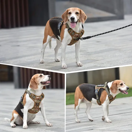 Miniatura 6 de PET MARVEL Arnés para perro resistente con asa, chaleco ajustable sin tirones para exteriores con hebillas de metal, panel MOLLE y tiras