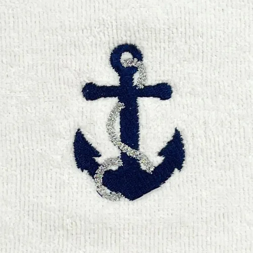 Miniatura 6 de Serafina Home Toallas de baño suaves y absorbentes para huéspedes: ancla azul náutica con diseño costero de cuerda gris plateada, 2 piezas de 12 "x