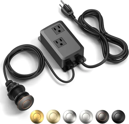 Kit de interruptor de aire para eliminación de basura ANWOLL - Profesional - Doble salida, desagüe de fregadero con encendido/apagado, botón de