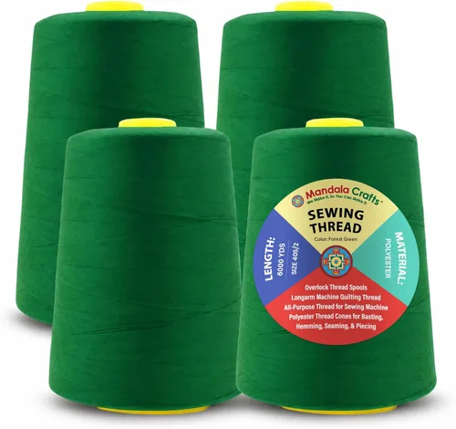 Miniatura 10 de Mandala Crafts 4 Pack of Serger Threads Cones Spools - 20S/2 24000 Yards Polyester Baby Blue Threads for Sergers Machine and Overlock Quilting