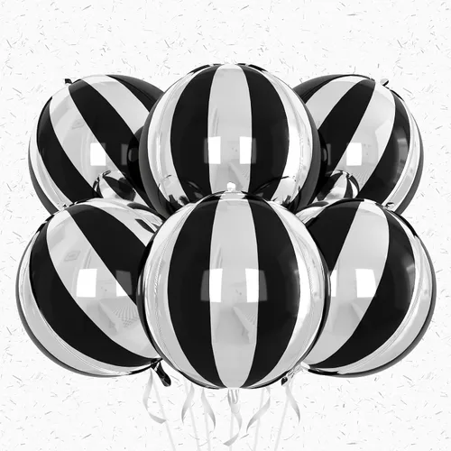 Miniatura 17 de 6 globos redondos negros de aluminio, globos redondos gigantes 4D, globo negro metálico de 22 pulgadas para Año Nuevo, cumpleaños, boda, graduación