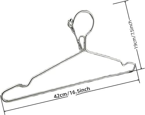 Miniatura 3 de Percha de alambre de 16.5 pulgadas con cerradura de 0.157 pulgadas, paquete de 10 perchas de acero inoxidable, delgadas, resistentes, resistentes al