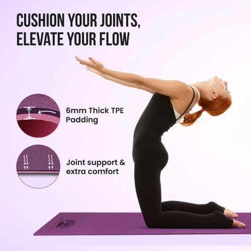 Miniatura 5 de Live Well - Tapete de yoga TPE para mujer, antideslizante, con correa, extra grueso de 0.236 pulgadas, color rosa, para entrenamiento en casa y uso