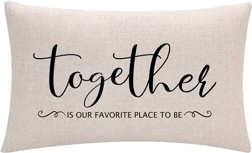 ULOVE LOVE YOURSELF Home Quotes Fundas de almohada decorativas de madera Together is Our Favorite Place to Be", funda de almohada de granja de 12 x