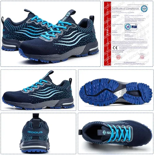 Miniatura 4 de Zapatos de punta de acero para hombres y mujeres, zapatos de seguridad ligeros, cómodos, con puntera de acero, zapatos de trabajo indestructibles