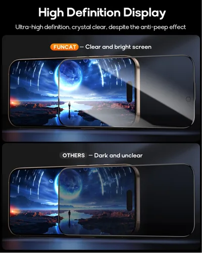 Miniatura 6 de Paquete de 3 protectores de pantalla de privacidad de vidrio templado para iPhone 16 Pro, cabina sin polvo, posicionamiento automático, sin