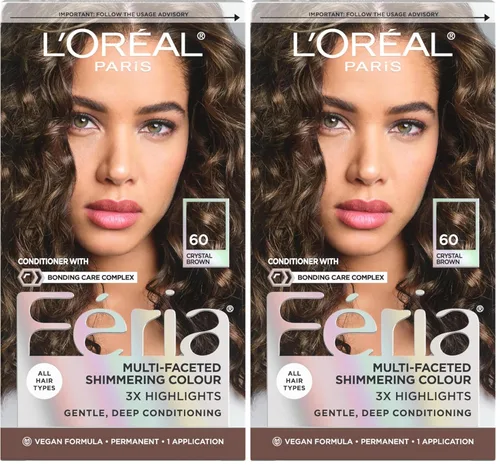 Miniatura 53 de L'Oreal Paris Feria - Tinte permanente multifacético y brillante, 60 Crystal Brown (castaño claro), paquete de 1 60 marrón claro